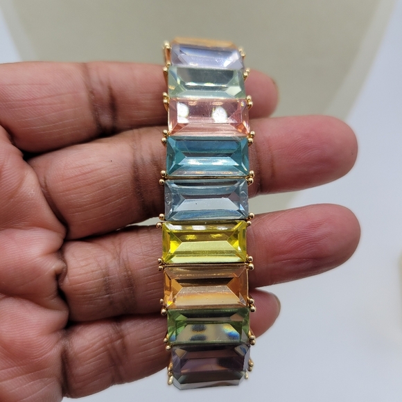 Elegant Rainbow Bling Bracelet • Stretch • Brand New • Colorful Costume - Picture 5 of 7